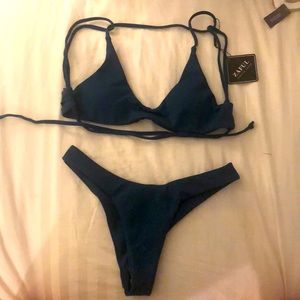 ZAFUL textured strappy high leg/SEA GREEN